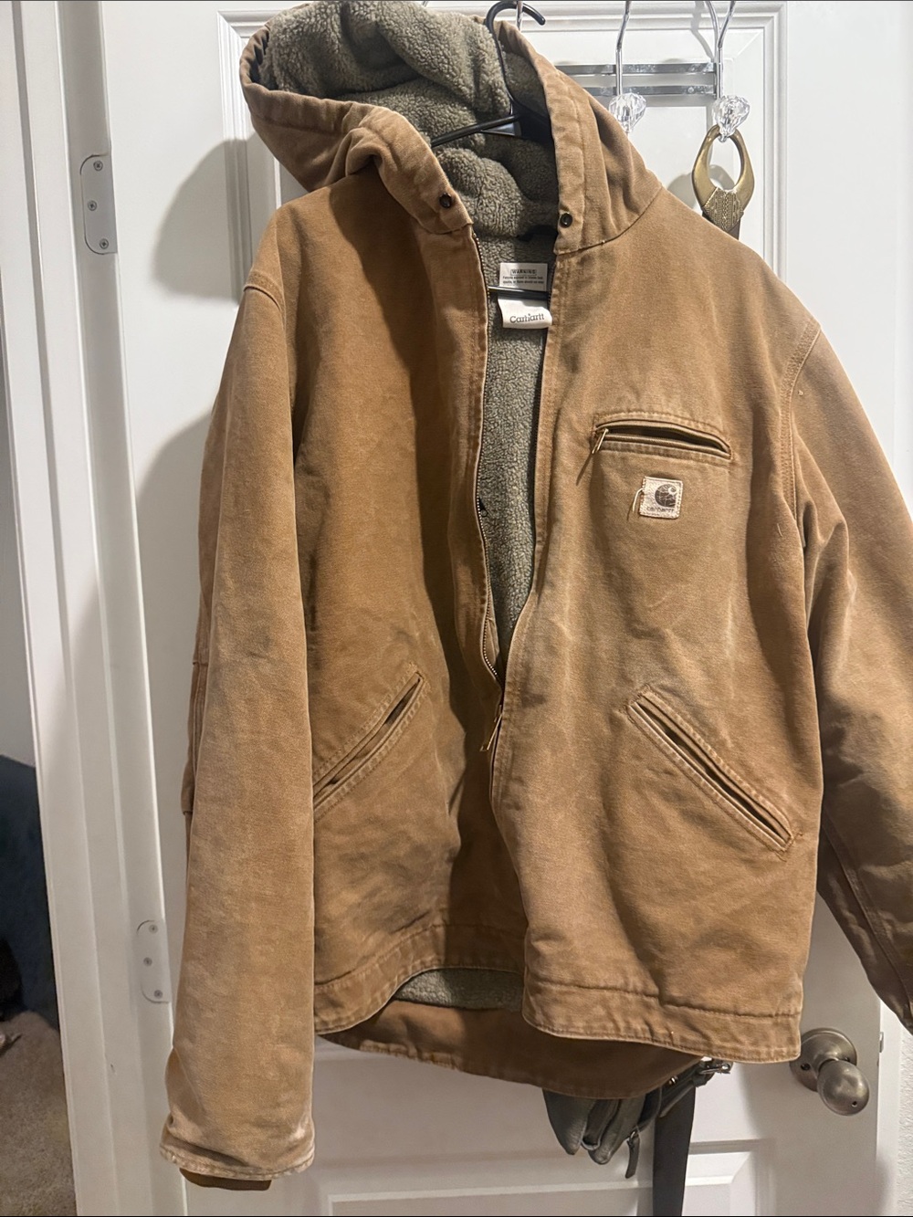 Carhartt Tan Hooded Canvas Work Jacket - Picture 3 of 4